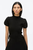 COMPACT RIB TULIP DRESS IN BLACK