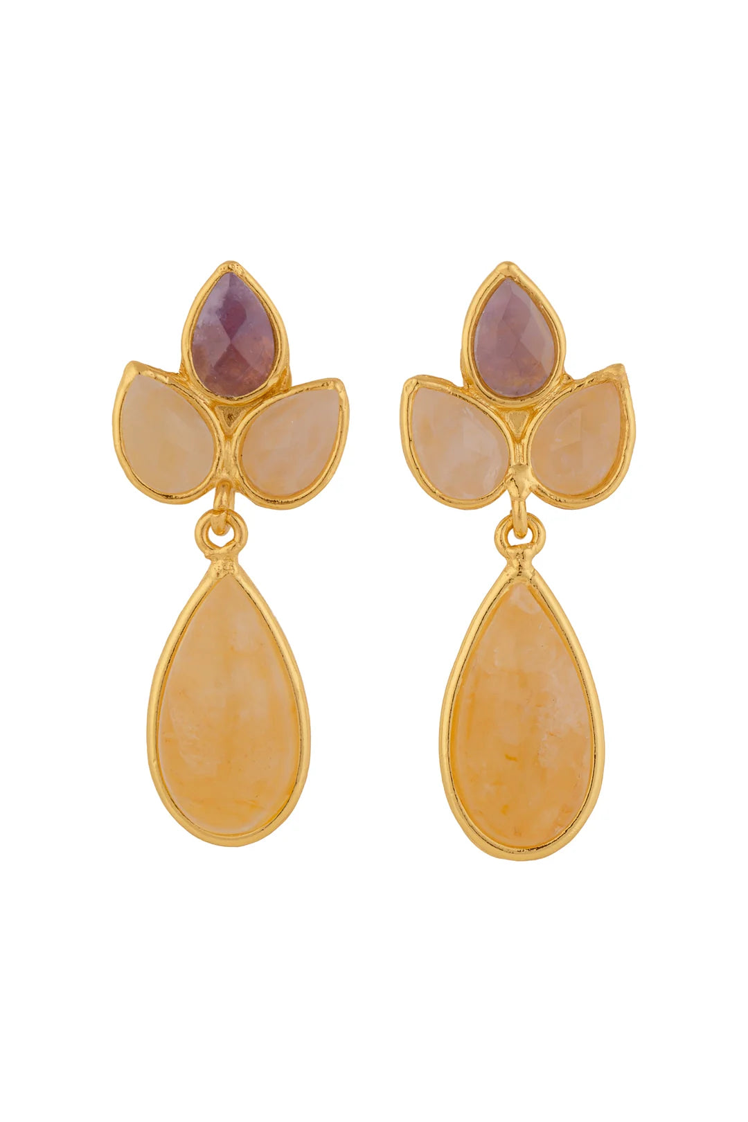 PAISLEY EARRINGS IN AMYETHYST PINK QUARTZ AND JASPER