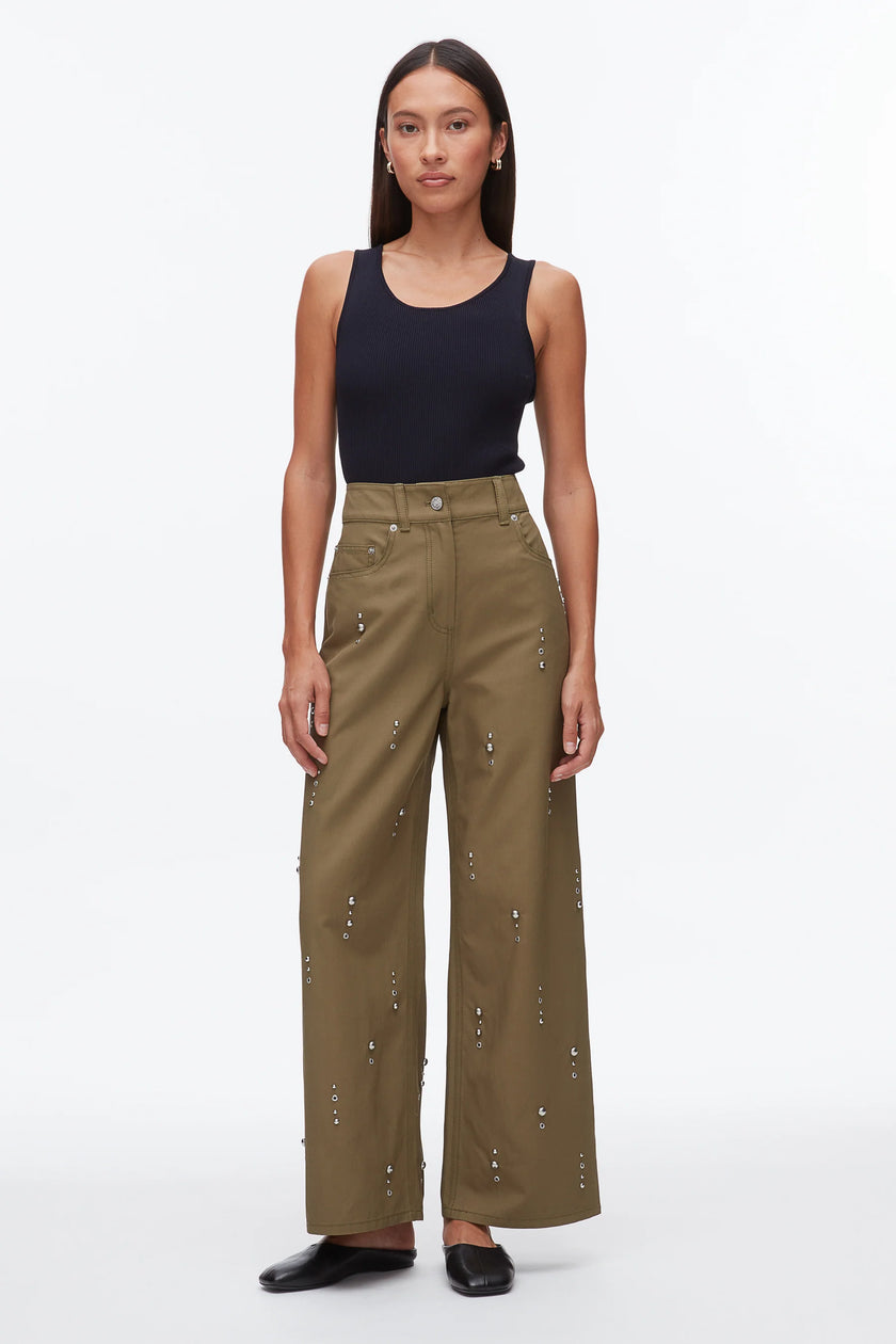 STUD EMBELLISHED WIDE LEG PANT