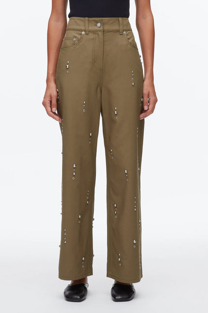 STUD EMBELLISHED WIDE LEG PANT