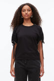 RUCHED TSHIRT WITH POPLIN BACK