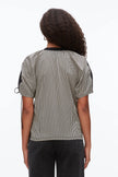 RUCHED TSHIRT WITH POPLIN BACK