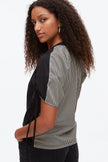 RUCHED TSHIRT WITH POPLIN BACK