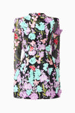 VELORIA LONG SLEEVE MINI DRESS IN BLACK AND PASTEL FLORAL