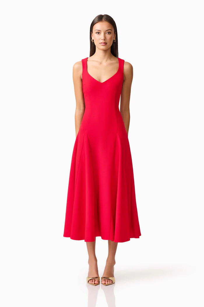 LILA  ALINE MIDI DRESS IN RED