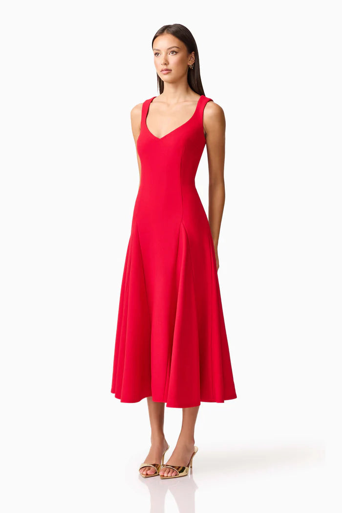 LILA  ALINE MIDI DRESS IN RED