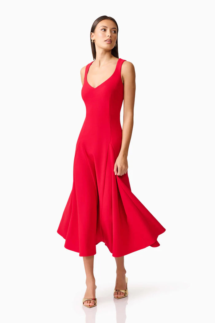 LILA  ALINE MIDI DRESS IN RED