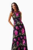 AMAYA GOWN IN BLACK AND PINK FLORAL