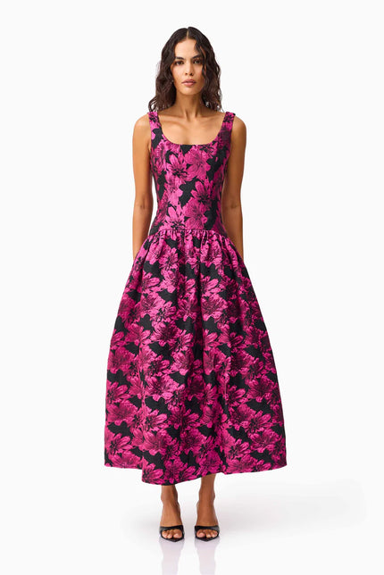 HOLLY ALINE GOWN IN PINK AND BLACK FLORAL