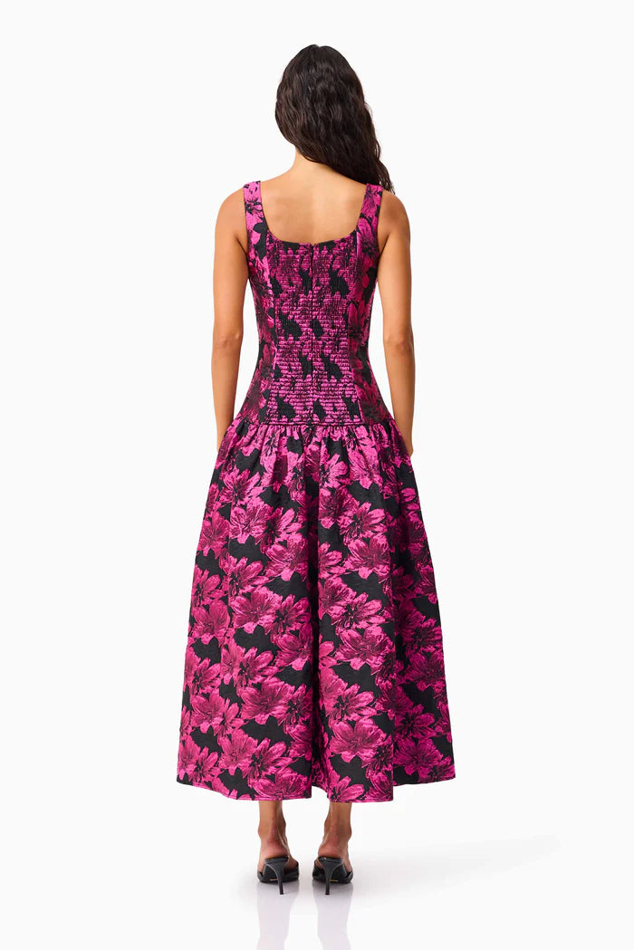 HOLLY ALINE GOWN IN PINK AND BLACK FLORAL