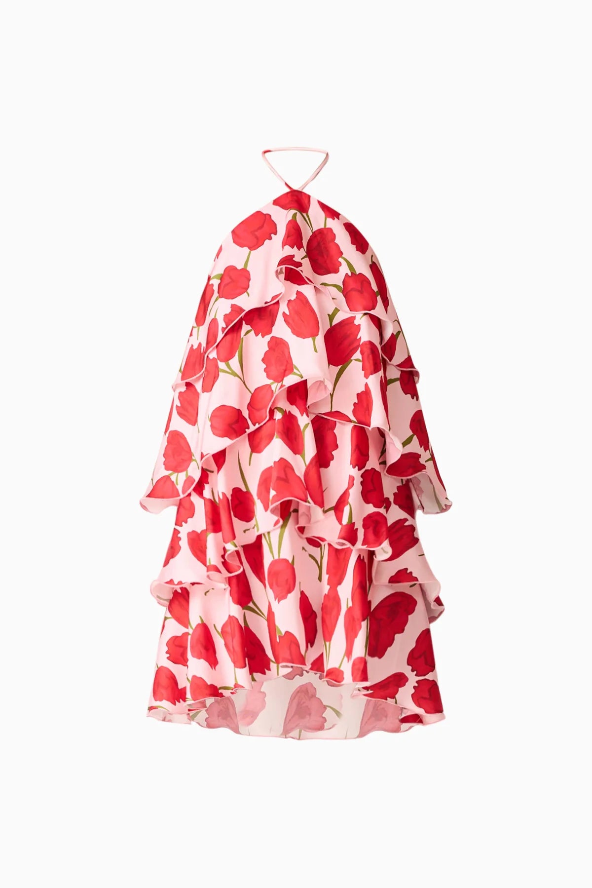 MELIA HALTER MINI DRESS IN RED AND PINK FLORAL