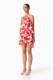 MELIA HALTER MINI DRESS IN RED AND PINK FLORAL