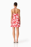 MELIA HALTER MINI DRESS IN RED AND PINK FLORAL