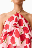 MELIA HALTER MINI DRESS IN RED AND PINK FLORAL