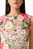 FLORA TULIP MINI DRESS IN PINK AND GREEN FLORAL