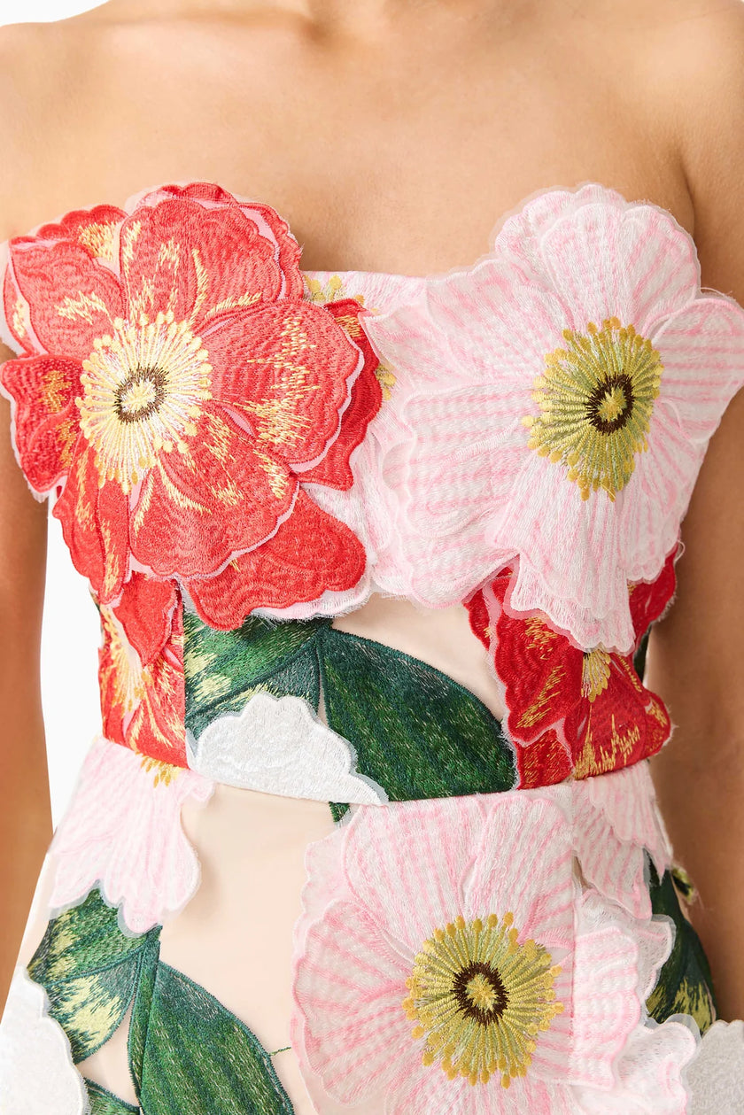 SOLARA STRAPLESS MINI DRESS IN PINK FLORAL