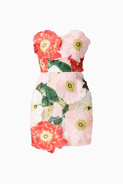 SOLARA STRAPLESS MINI DRESS IN PINK FLORAL