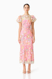 NATHALIE PUFF SLEEVE GOWN IN PINK FLORAL