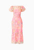 NATHALIE PUFF SLEEVE GOWN IN PINK FLORAL