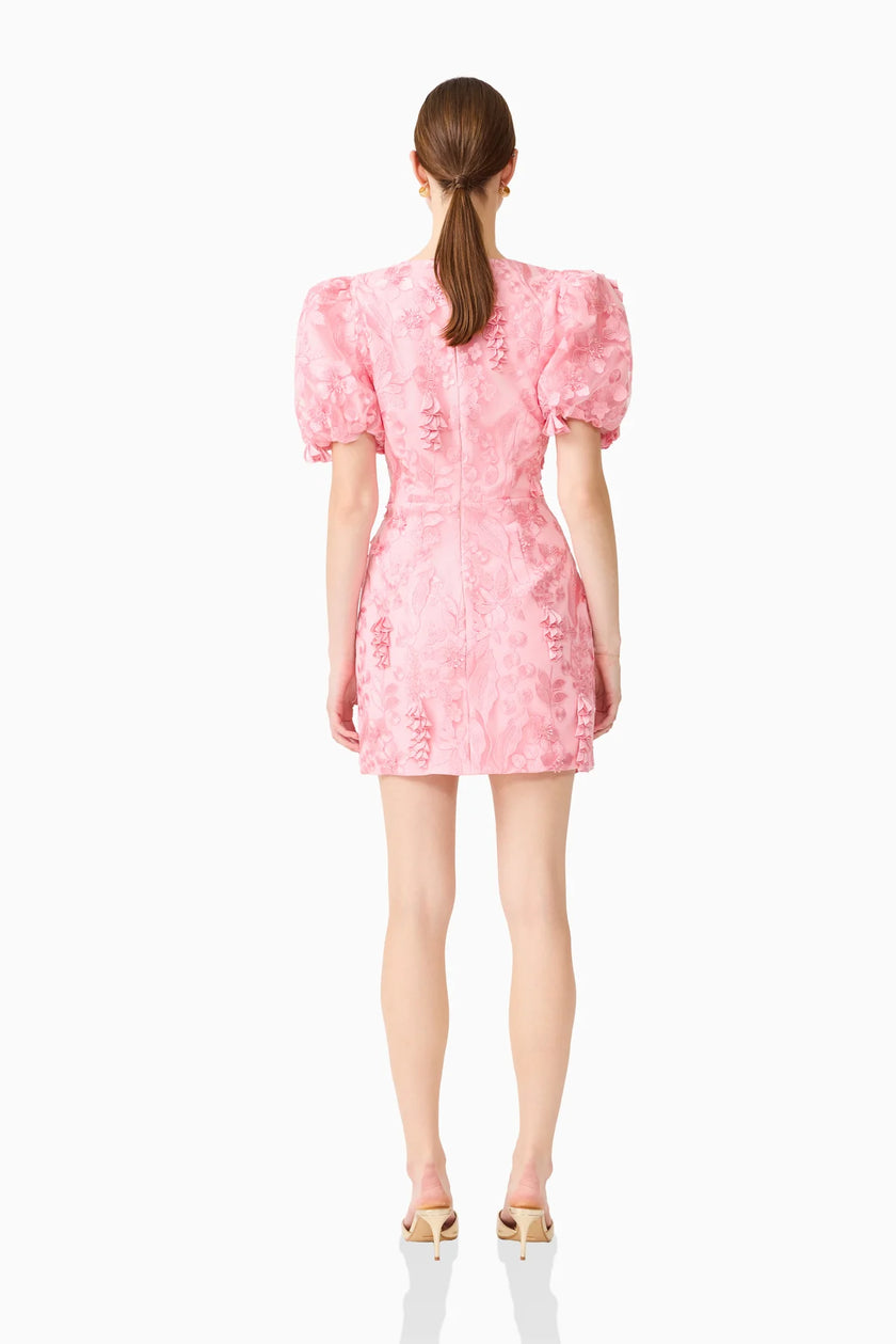 MONIQUE PUFF SLEEVE MINI DRESS IN PINK