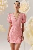 MONIQUE PUFF SLEEVE MINI DRESS IN PINK