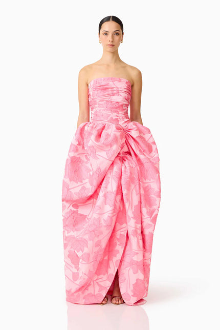 DIONNE STRAPLESS BALLGOWN IN PINK FLORAL