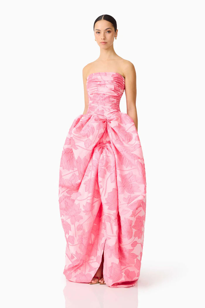 DIONNE STRAPLESS BALLGOWN IN PINK FLORAL