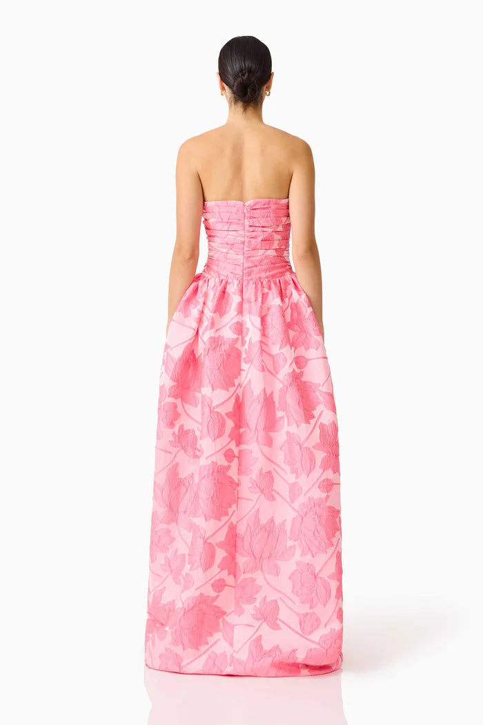 DIONNE STRAPLESS BALLGOWN IN PINK FLORAL
