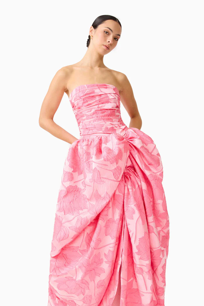 DIONNE STRAPLESS BALLGOWN IN PINK FLORAL