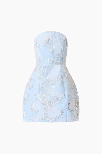 ANABELLE EMBELLISHED STRAPLESS MINI DRESS IN BLUE