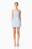 ANABELLE EMBELLISHED STRAPLESS MINI DRESS IN BLUE