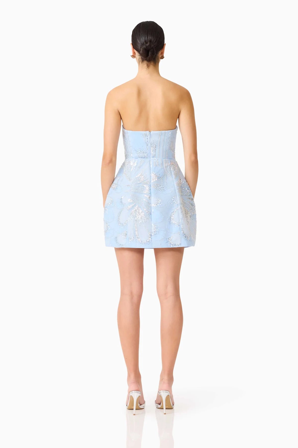 ANABELLE EMBELLISHED STRAPLESS MINI DRESS IN BLUE