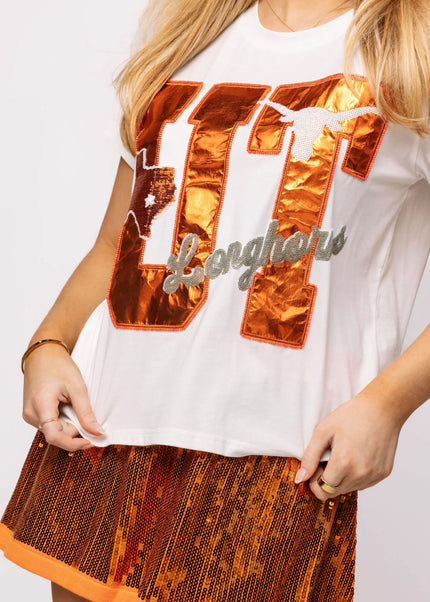 LICENSED TEXAS METALLIC WORD WITH ICONS TEE