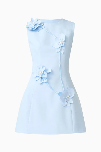 REINA  APPLIQUE MINI DRESS SKY BLUE