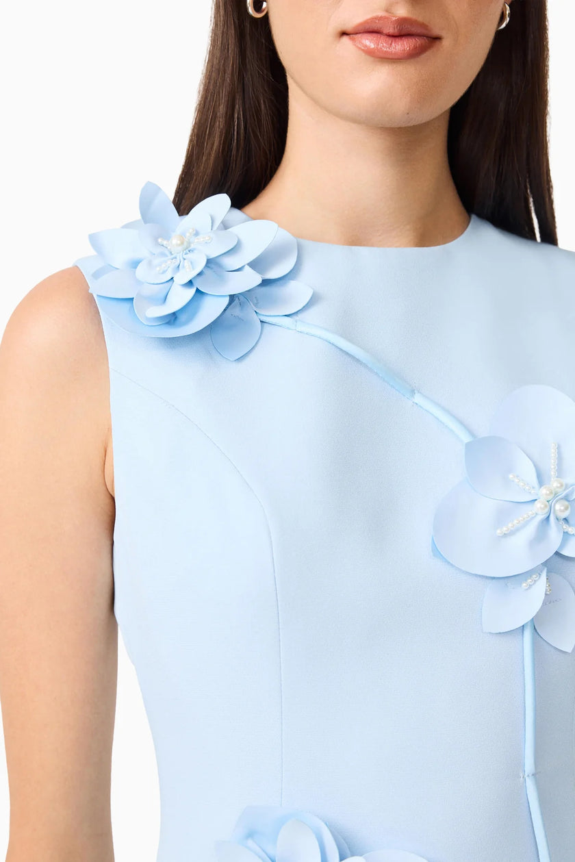REINA  APPLIQUE MINI DRESS SKY BLUE