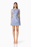 ELISA TULIP MINI DRESS IN STEEL BLUE