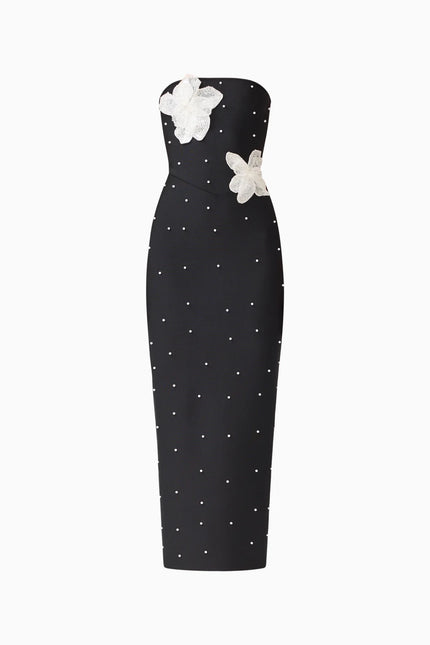 NATASIA EMBELLISHED MAXI DRESS IN BLACK