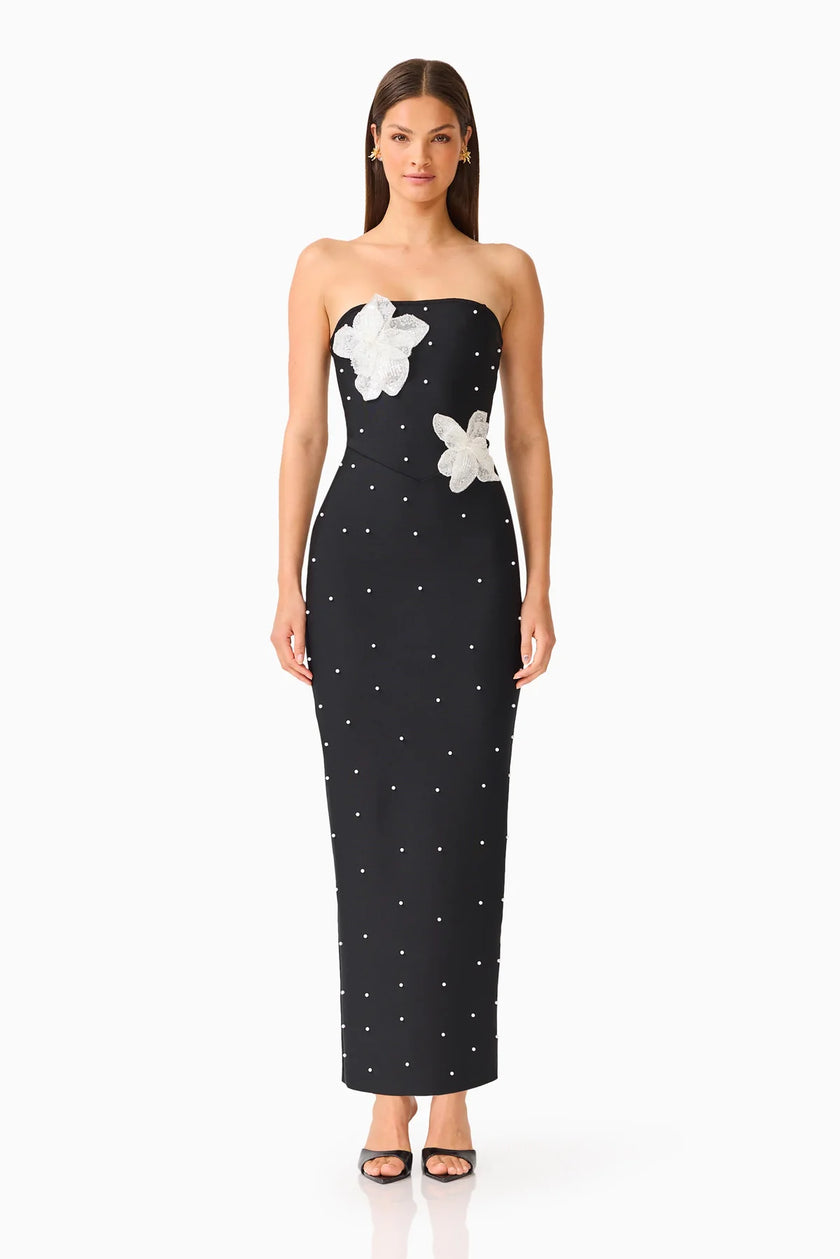 NATASIA EMBELLISHED MAXI DRESS IN BLACK