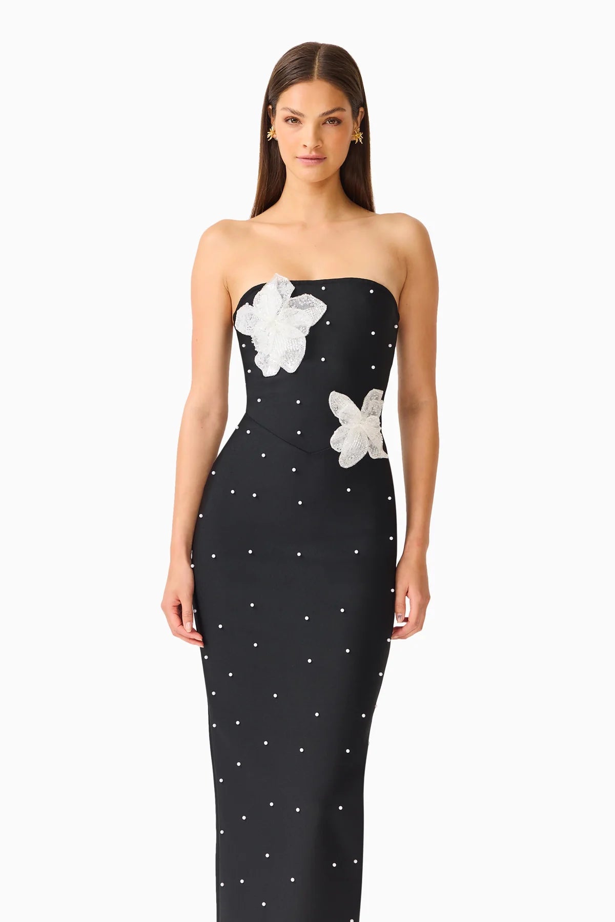 NATASIA EMBELLISHED MAXI DRESS IN BLACK