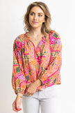 TOUCAN VNECK BRAID TRIM TOP