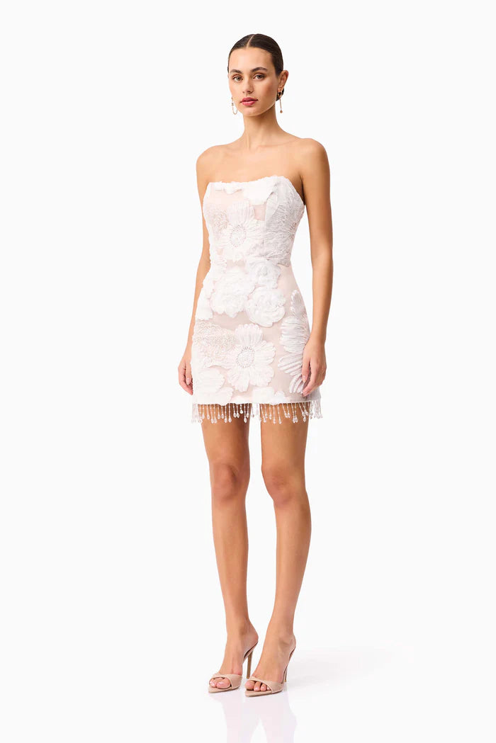 ROXANA STRAPLESS MINI DRESS IN WHITE