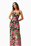 LYRA SEQUIN GOWN IN PINK AND GREEN FLORAL