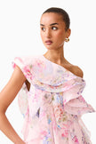 MILLIE ONE SHOULDER MINI DRESS IN PINK FLORAL