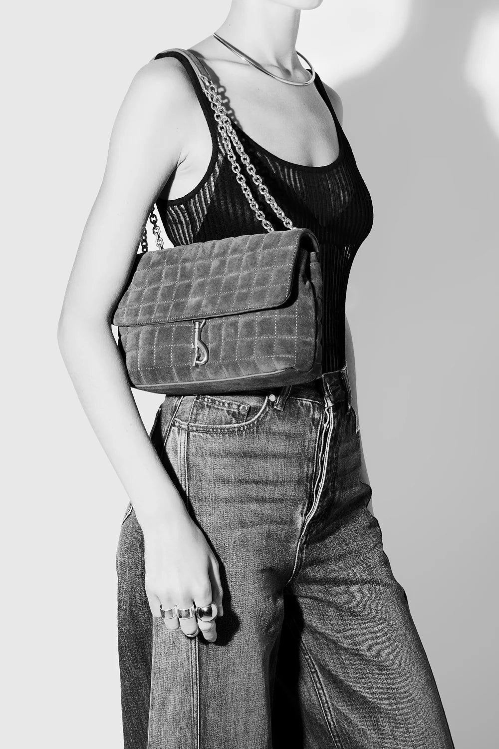 EDIE MEDIUM CROSSBODY WITH  SQUARE QUILTING