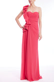 ONE SHOULDER PLEATED LEAF GOWN