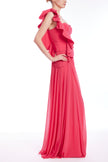 ONE SHOULDER PLEATED LEAF GOWN