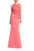 SLEEVELESS 3D FLORAL APPLIQUE GOWN