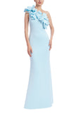 3D BOW ONE SHOULDER COLUMN GOWN