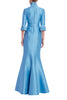 PLUNGE NECK BELTED SHIRT GOWN