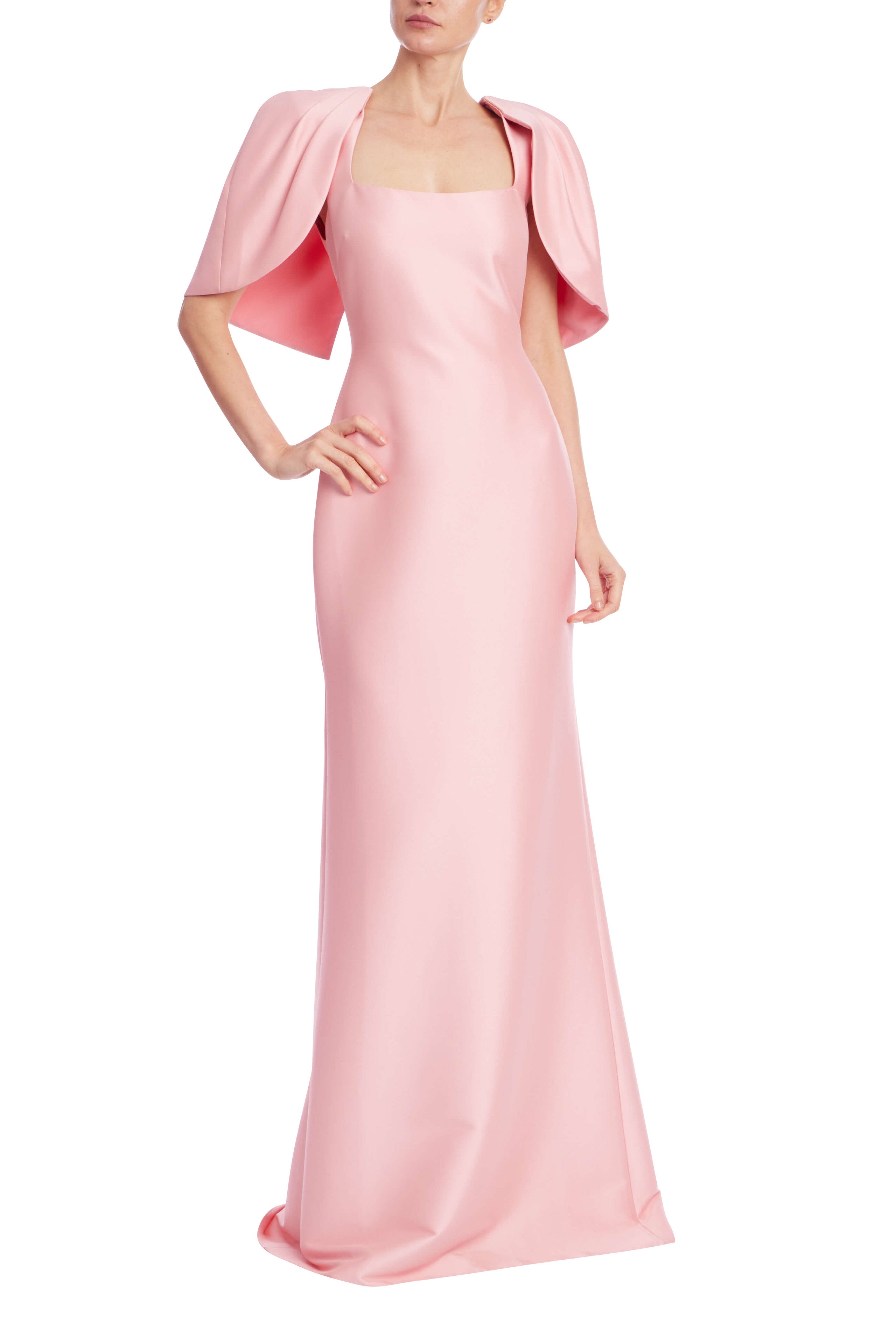CAPE SLEEVE COLUMN GOWN